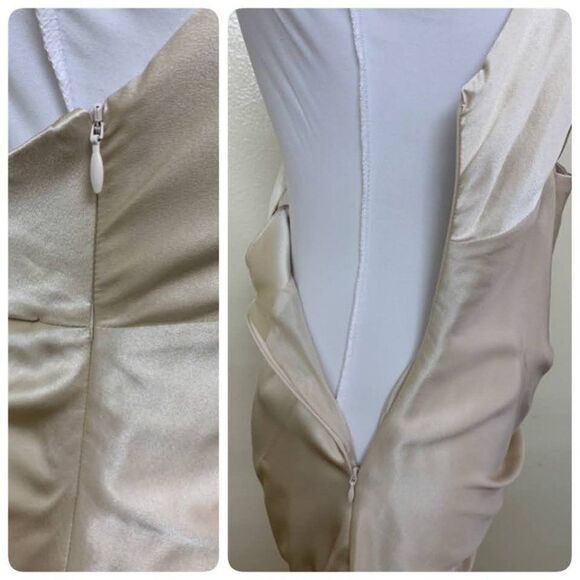 The Sei Cut Out Ruched Mini Dress Size 2 Bone Silk Satin Sheen - Picture 5 of 12